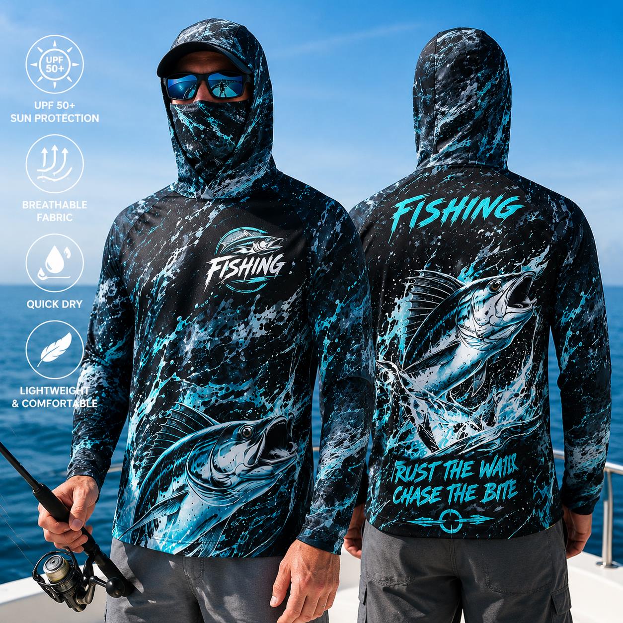 เสื้อตกปลาแขนยาวป้องกันแสงแดดส - Fishing Mask Sun Protection บทวิจารณ์และราคา