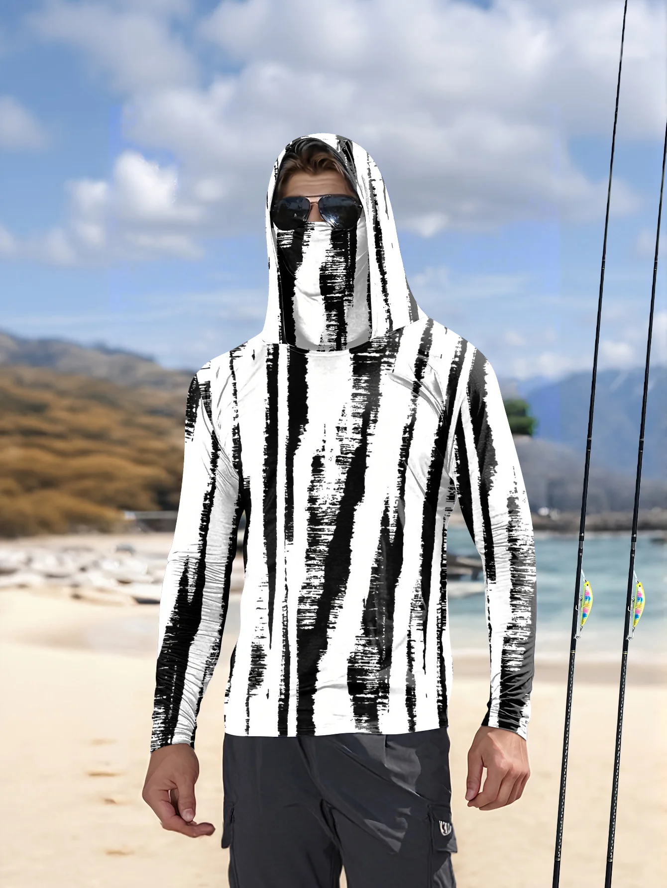 เสื้อฮู้ดตกปลาสำหรับผู้ชาย ลาย - Fishing Mask Sun Protection บทวิจารณ์และราคา