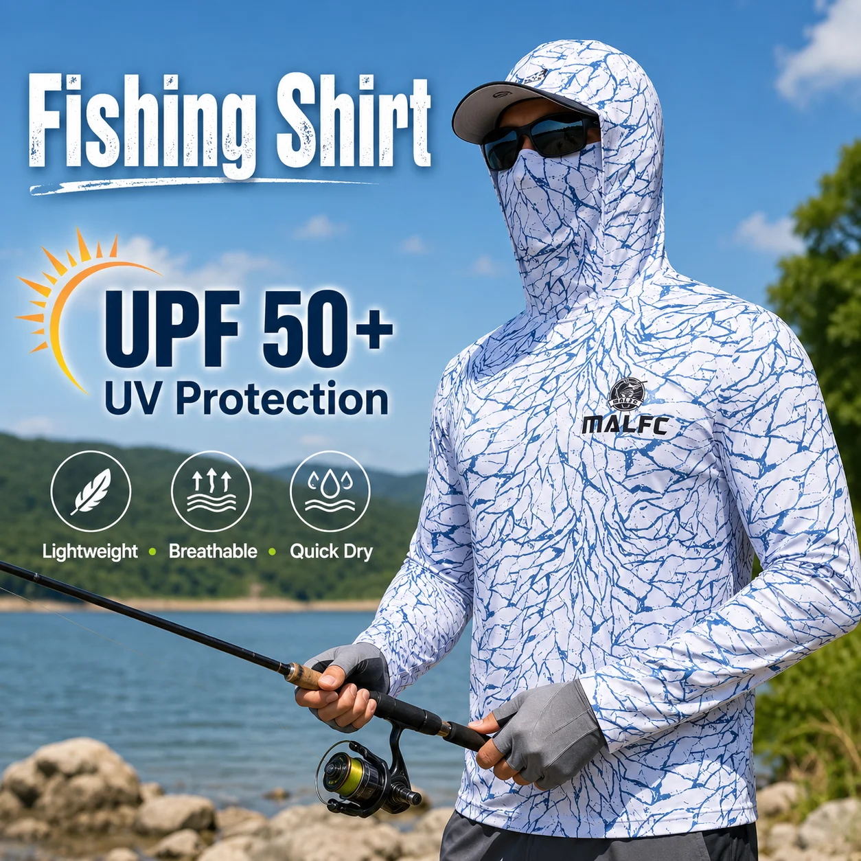 เสื้อแขนยาวสำหรับผู้ชาย ป้องกั - Fishing Mask Sun Protection บทวิจารณ์และราคา