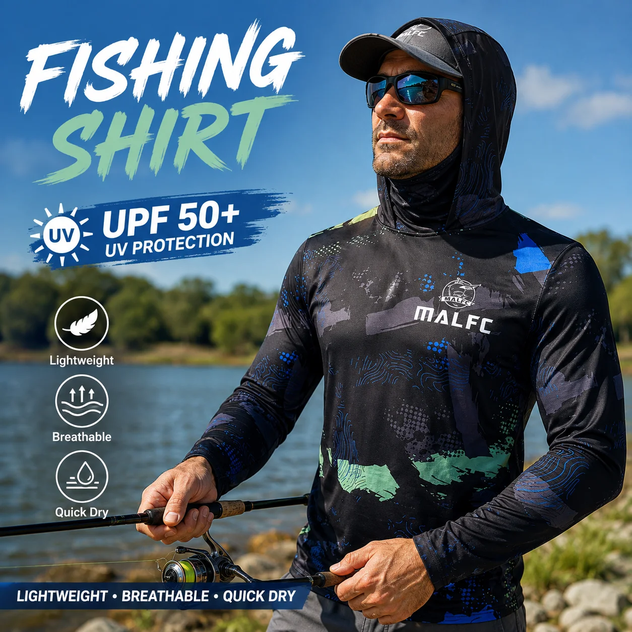 เสื้อแขนยาวสำหรับผู้ชาย ป้องกั - Fishing Mask Sun Protection บทวิจารณ์และราคา